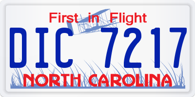 NC license plate DIC7217
