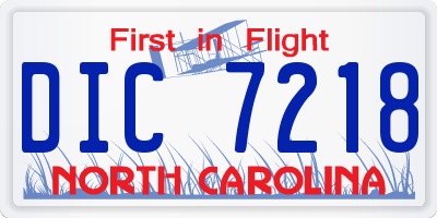 NC license plate DIC7218