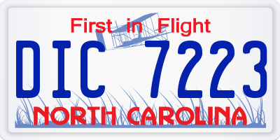 NC license plate DIC7223