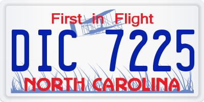 NC license plate DIC7225