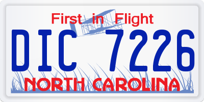 NC license plate DIC7226