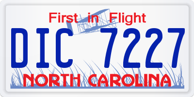 NC license plate DIC7227
