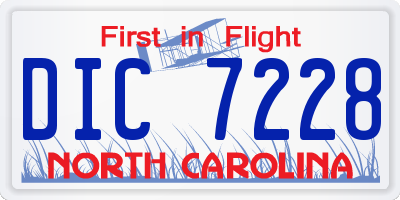 NC license plate DIC7228