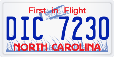 NC license plate DIC7230