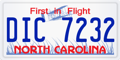 NC license plate DIC7232