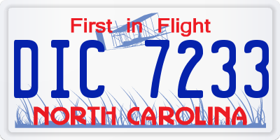 NC license plate DIC7233