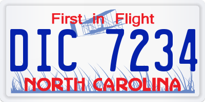 NC license plate DIC7234