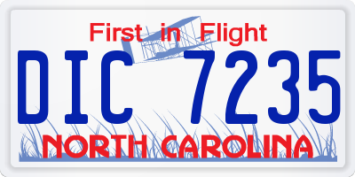 NC license plate DIC7235