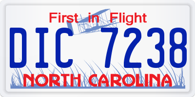 NC license plate DIC7238