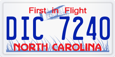 NC license plate DIC7240