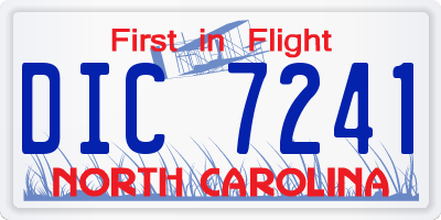 NC license plate DIC7241