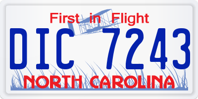 NC license plate DIC7243