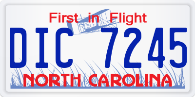 NC license plate DIC7245