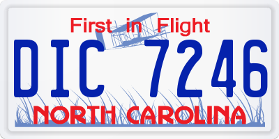 NC license plate DIC7246