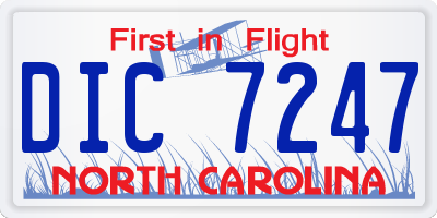NC license plate DIC7247