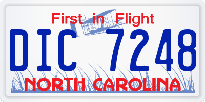 NC license plate DIC7248