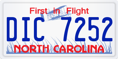 NC license plate DIC7252