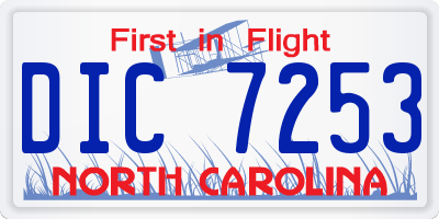 NC license plate DIC7253
