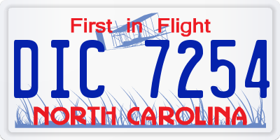 NC license plate DIC7254