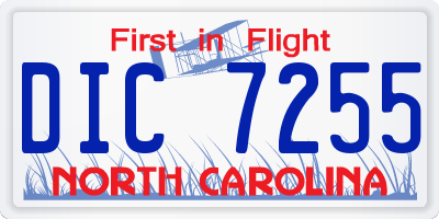 NC license plate DIC7255