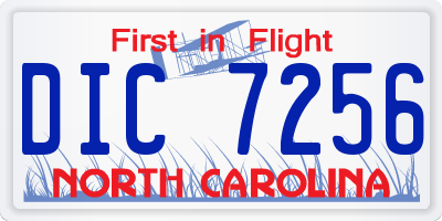 NC license plate DIC7256