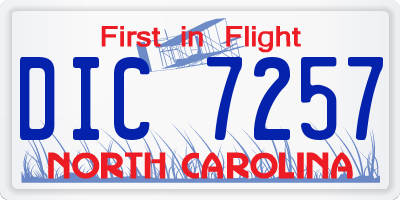 NC license plate DIC7257