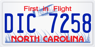 NC license plate DIC7258