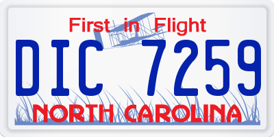 NC license plate DIC7259