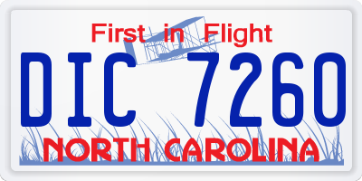 NC license plate DIC7260