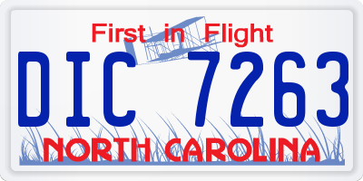 NC license plate DIC7263