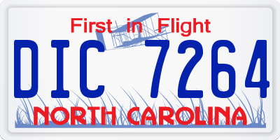 NC license plate DIC7264