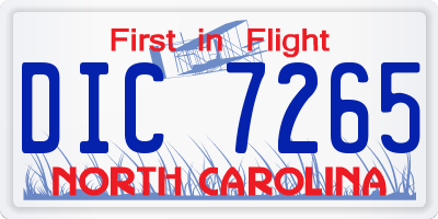 NC license plate DIC7265