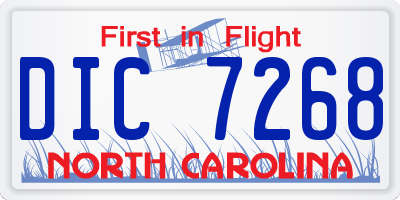 NC license plate DIC7268