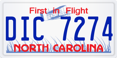 NC license plate DIC7274