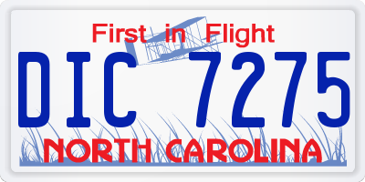 NC license plate DIC7275