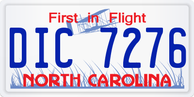 NC license plate DIC7276