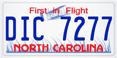 NC license plate DIC7277