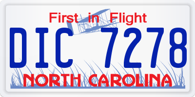 NC license plate DIC7278