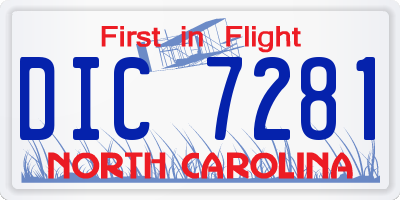 NC license plate DIC7281