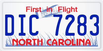 NC license plate DIC7283