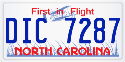 NC license plate DIC7287