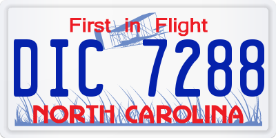 NC license plate DIC7288