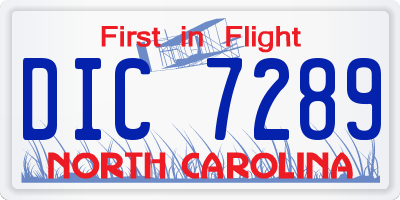 NC license plate DIC7289