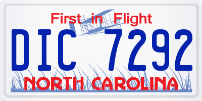 NC license plate DIC7292