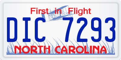 NC license plate DIC7293