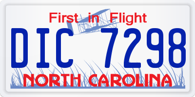NC license plate DIC7298
