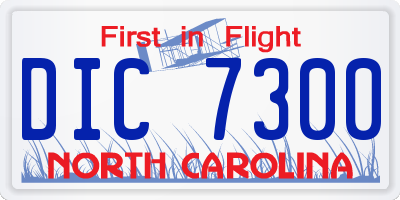NC license plate DIC7300
