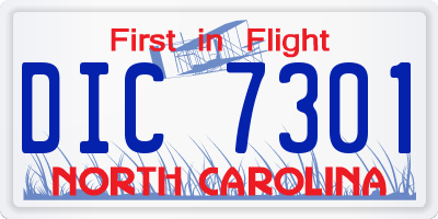 NC license plate DIC7301