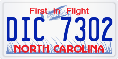 NC license plate DIC7302
