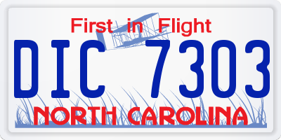 NC license plate DIC7303